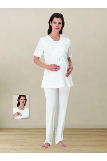 Effortt 3032 Ekru Hamile Lohusa Pijama Takımı